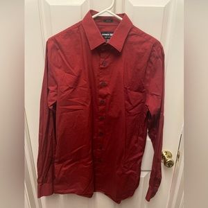 Express Mens Extra Slim Fit Stretch 1MX Dress Shirt Red Sz Med Tall (15-15 1/2)